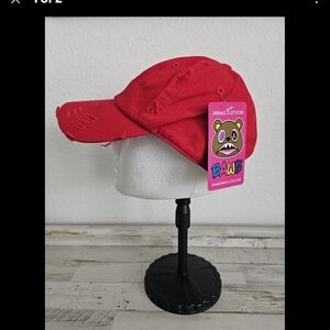 Baws Yayo Red Adjustable Hat One Size Cotton Cap Strapback